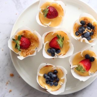 Mini Baked Cheesecakes topped with seasonal berries